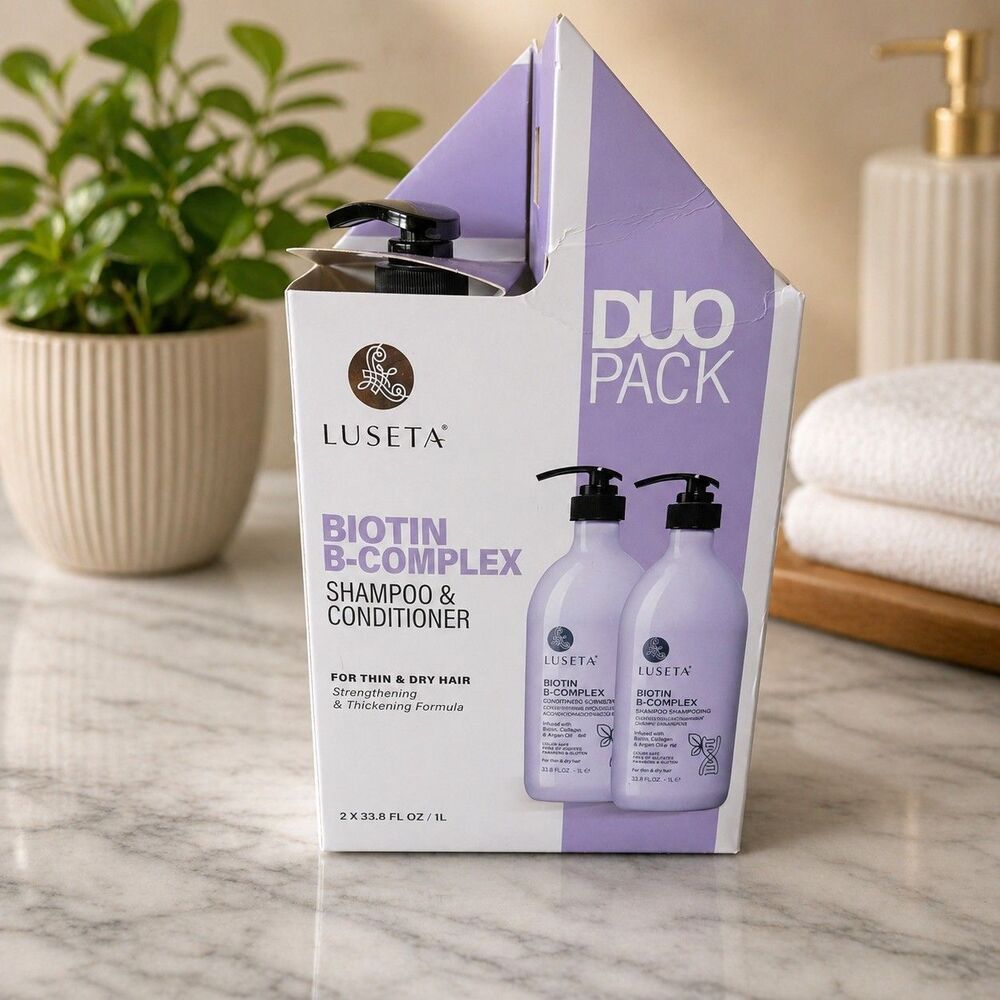 Set Of 2 LUSETA Biotin B-Complex Thickening Shampoo Conditioner 33.8 Fl Oz Ea
